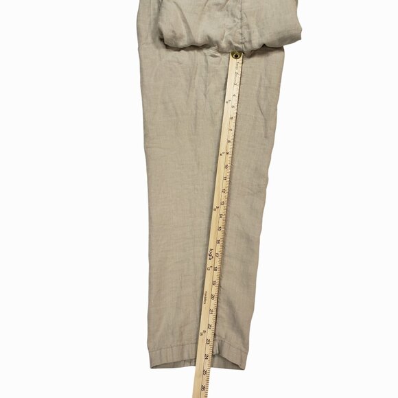 Rachel Roy Linen Cargo Pants Small Lagenlook Cropped Capri Women's Beige - Picture 8 of 8